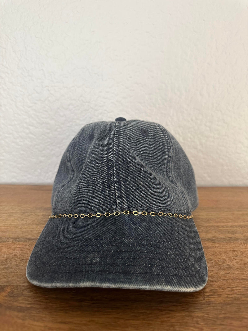 Gold Chain Dad Hat - Blue Denim